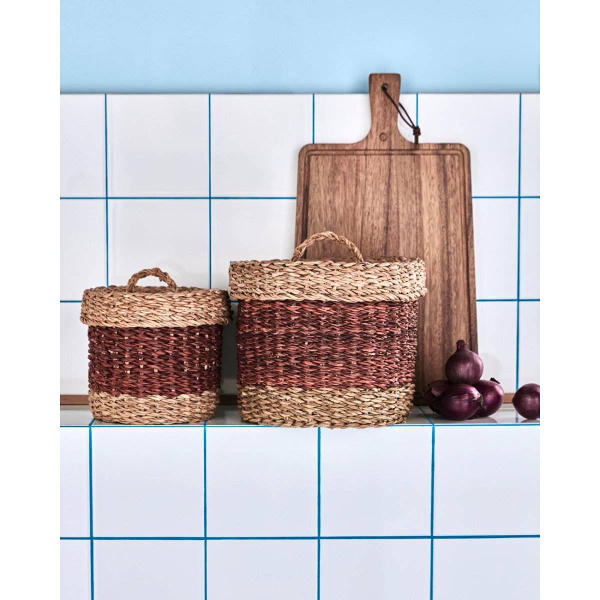 Lot de 2 paniers de rangement avec couvercle Rangi marron, HOUSE DOCTOR
