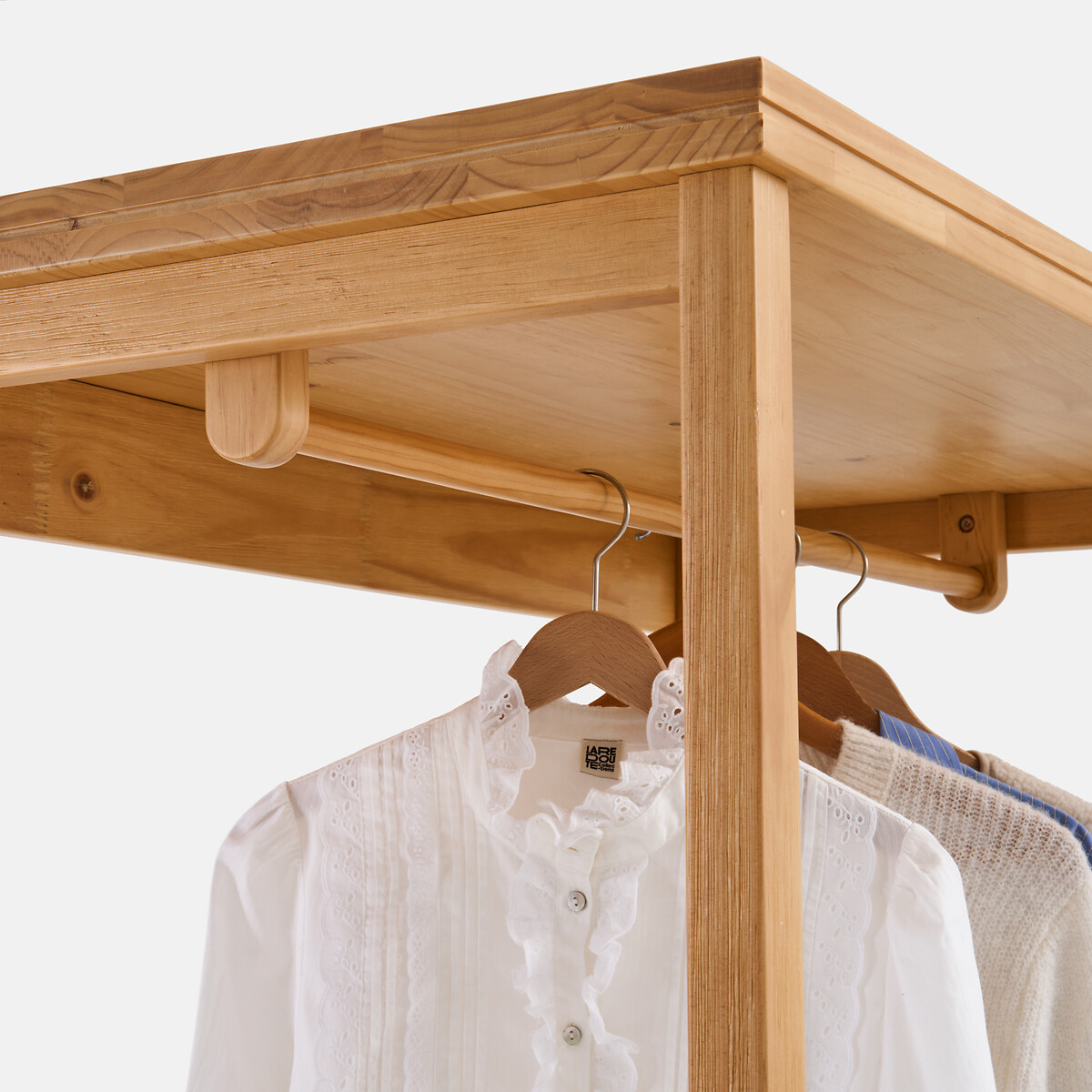 Kleedmodule, 1 open kast, 2 deuren, massief grenen en riet, GABIN naturel, LA REDOUTE INTERIEURS