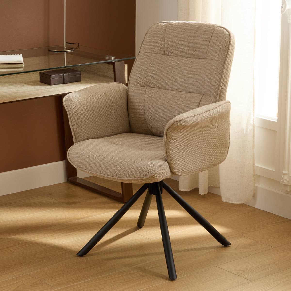 Fauteuil de bureau pivotant SISCO beige, ATMOSPHERA
