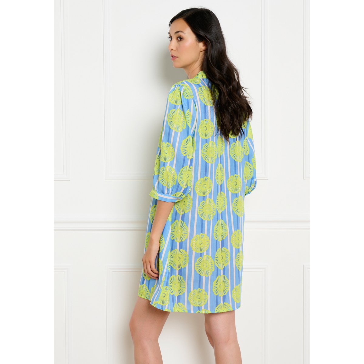 Robe chemise imprimée fluide bleu pastel, LOLALIZA