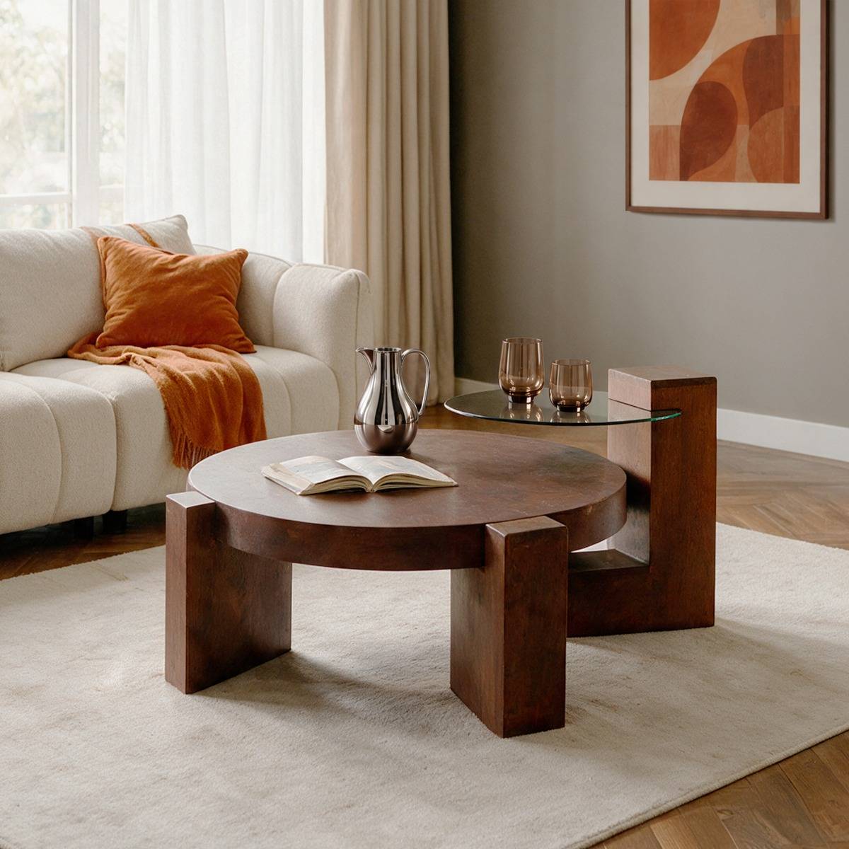 Table basse en bois de manguier PIERRICK bois foncé, MADE IN MEUBLES