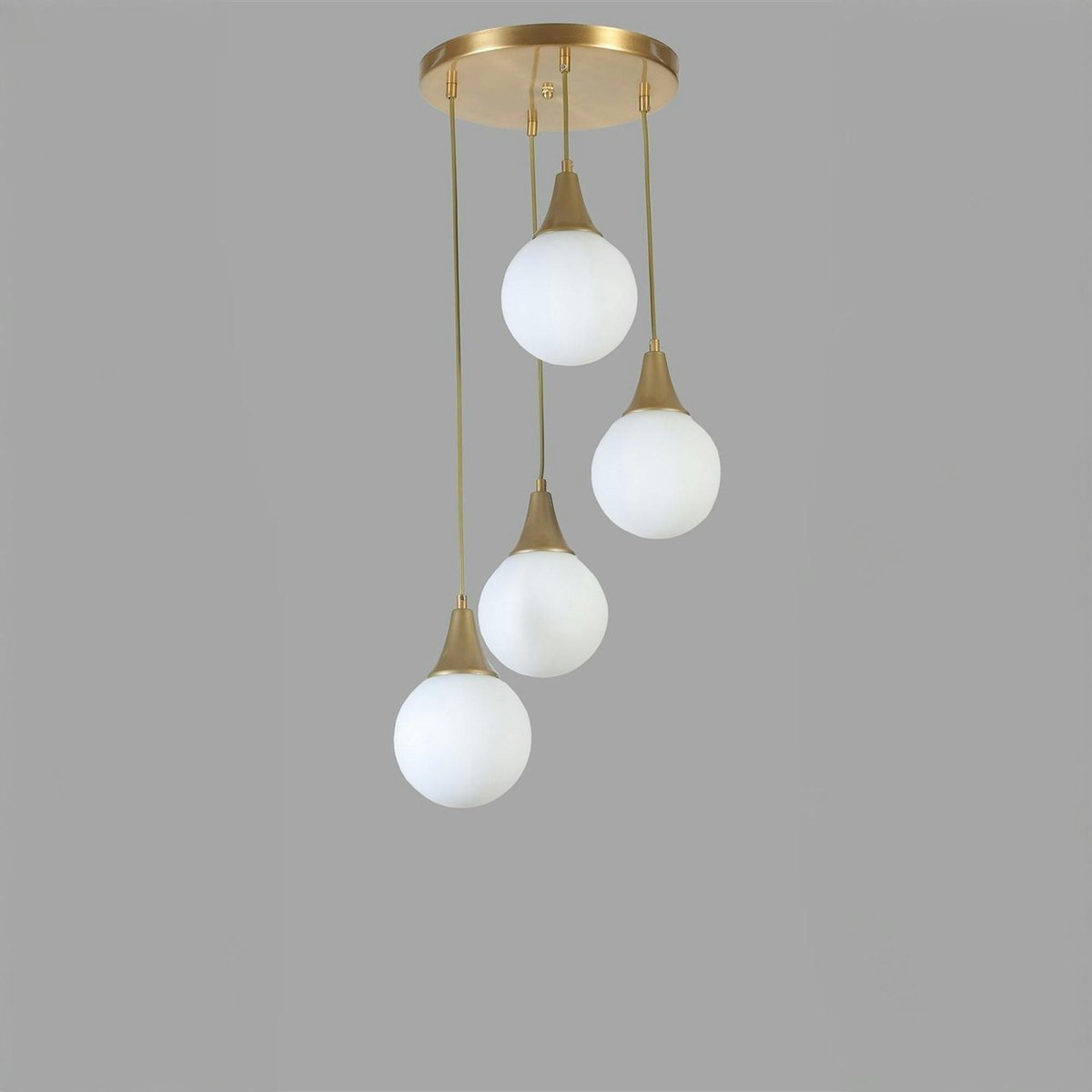 Suspension dorée moderne 4 globes SIERRE blanc, PIER IMPORT