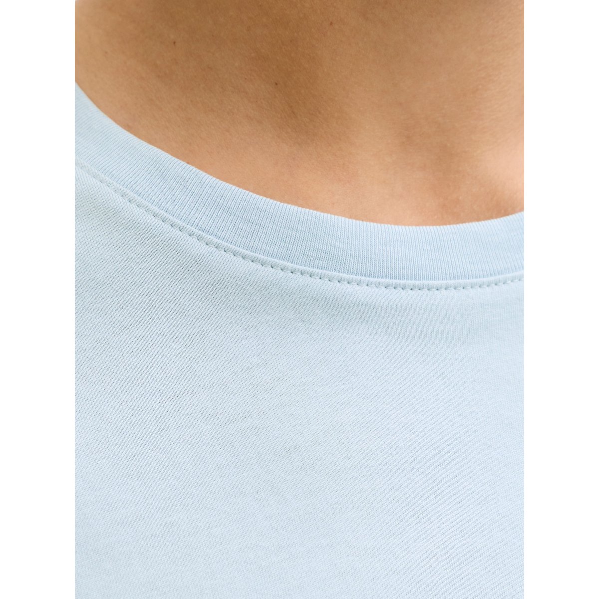 T-shirt col rond en coton bio bleu clair, JACK & JONES