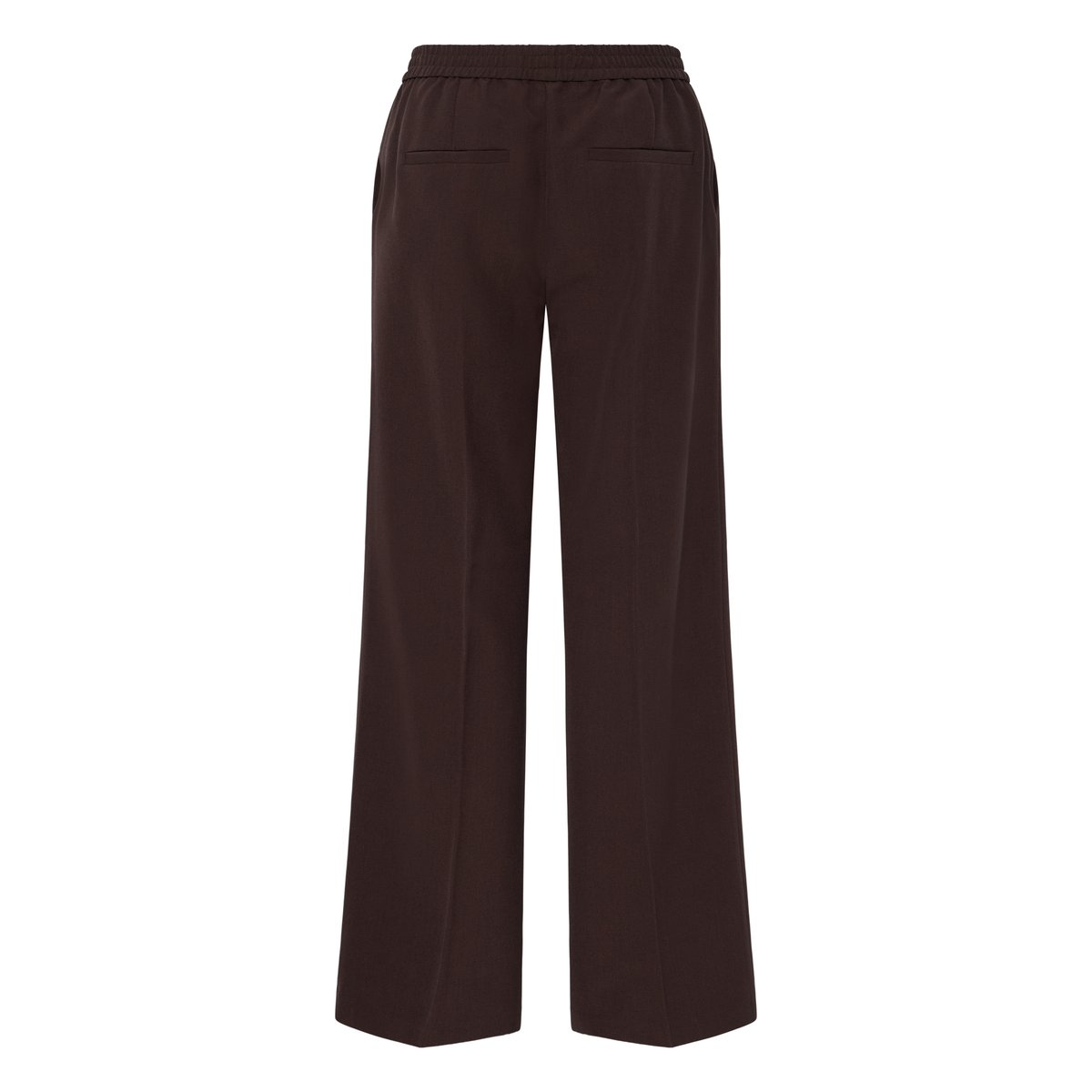 Pantalon large coupe droite, taille élastiquée marron java melange, B.YOUNG