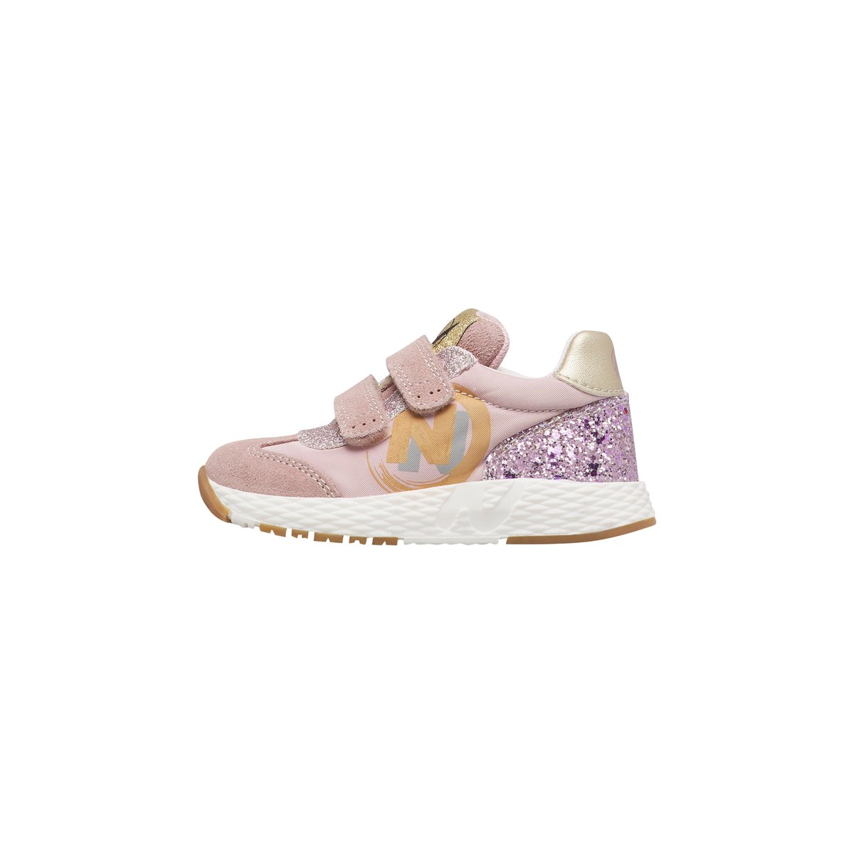 Sneakers en cuir et tissu avec des paillettes JESKO 2 VL. rose-rose poudré, NATURINO