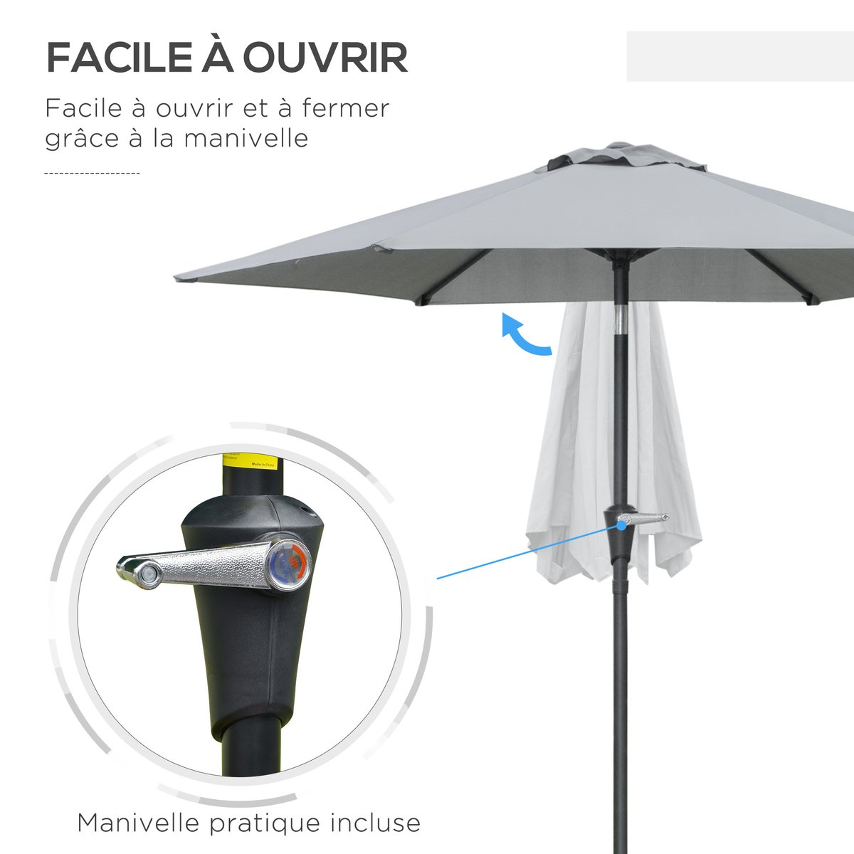Parasol de terrasse Métal Gris gris, OUTSUNNY