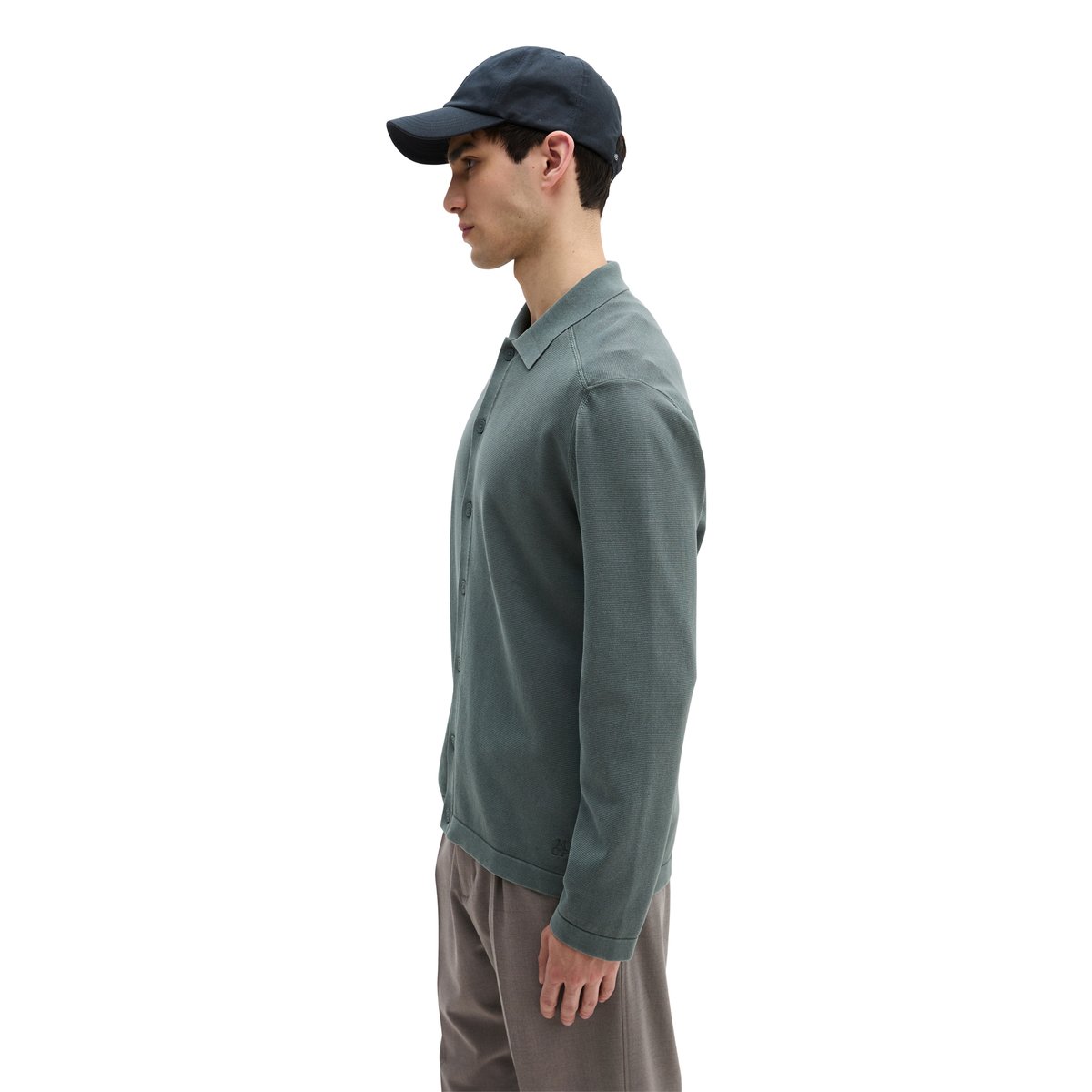 T-shirt en tricot regular en coton biologique certifié gris foncé, MARC O'POLO