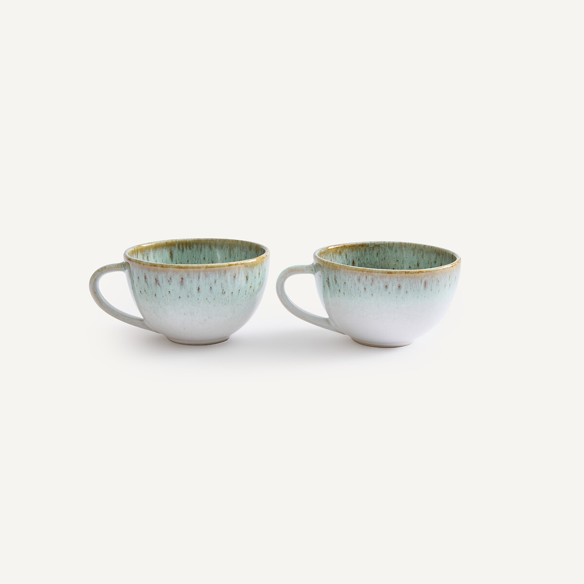 Set van 2 theekopjes, geglazuurd steengoed, FARA kaki/blauw, AM.PM