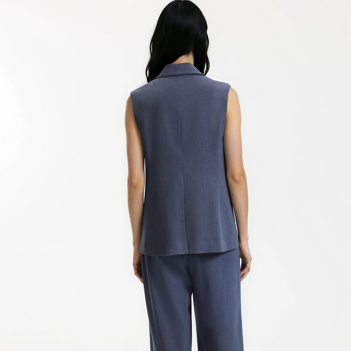 Colete comprido sem mangas oversize azul, LA REDOUTE COLLECTIONS