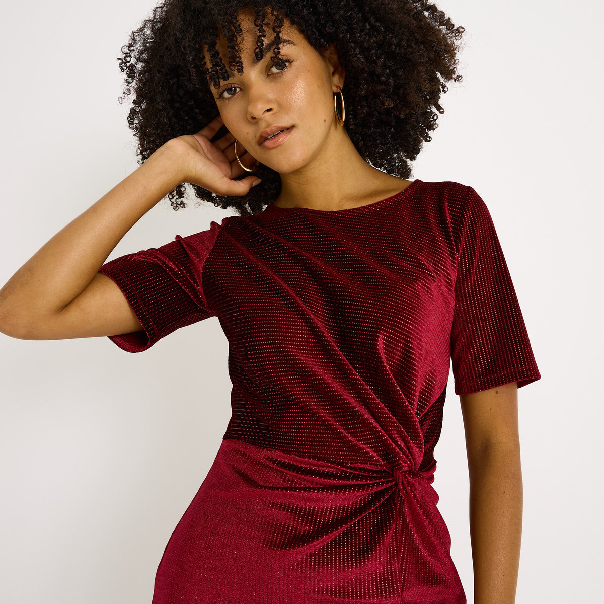 Robe longue en maille fluide orange bordeaux, GRAIN DE MALICE