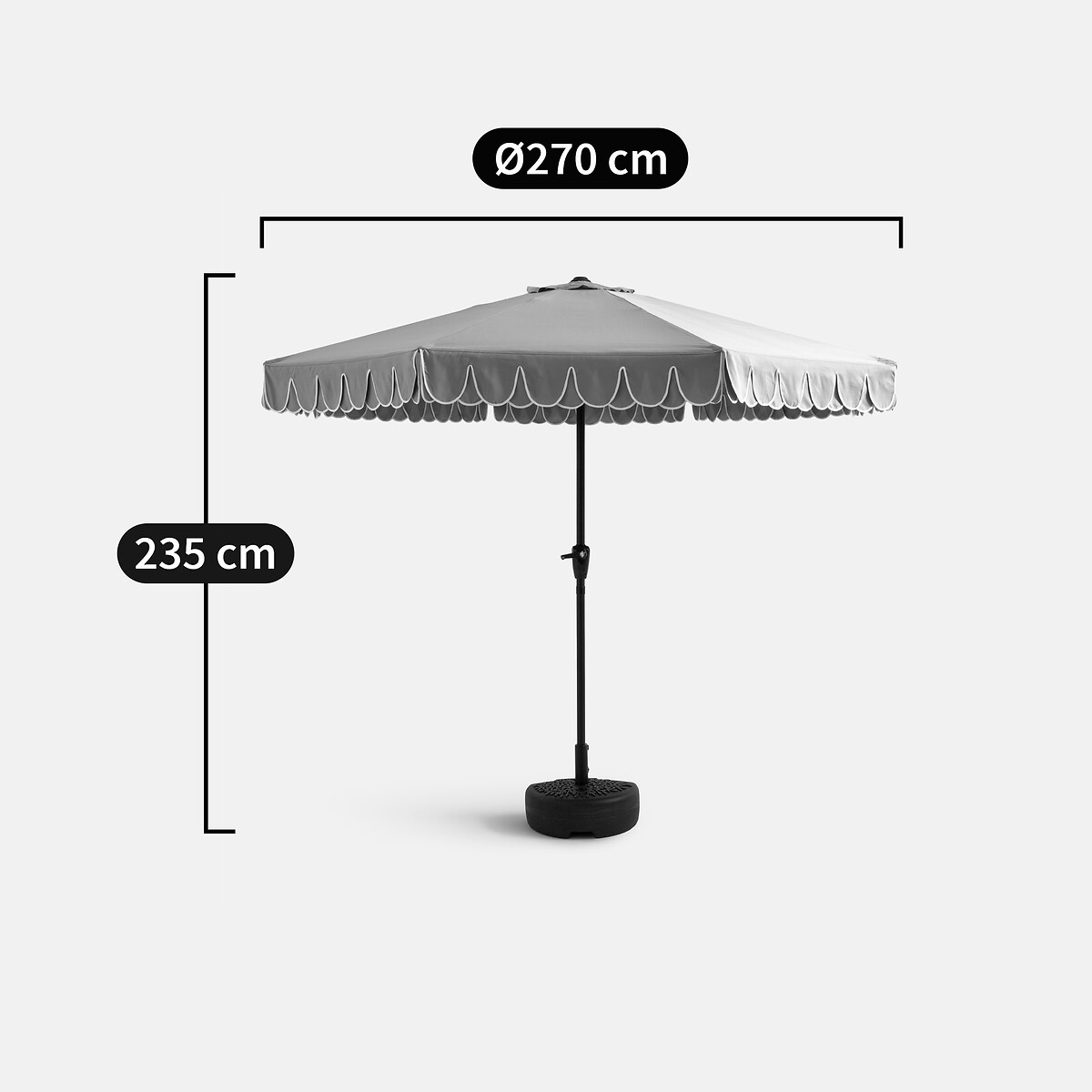 Parasol XXL double volants, LAGOA blanc/bleu, LA REDOUTE INTERIEURS