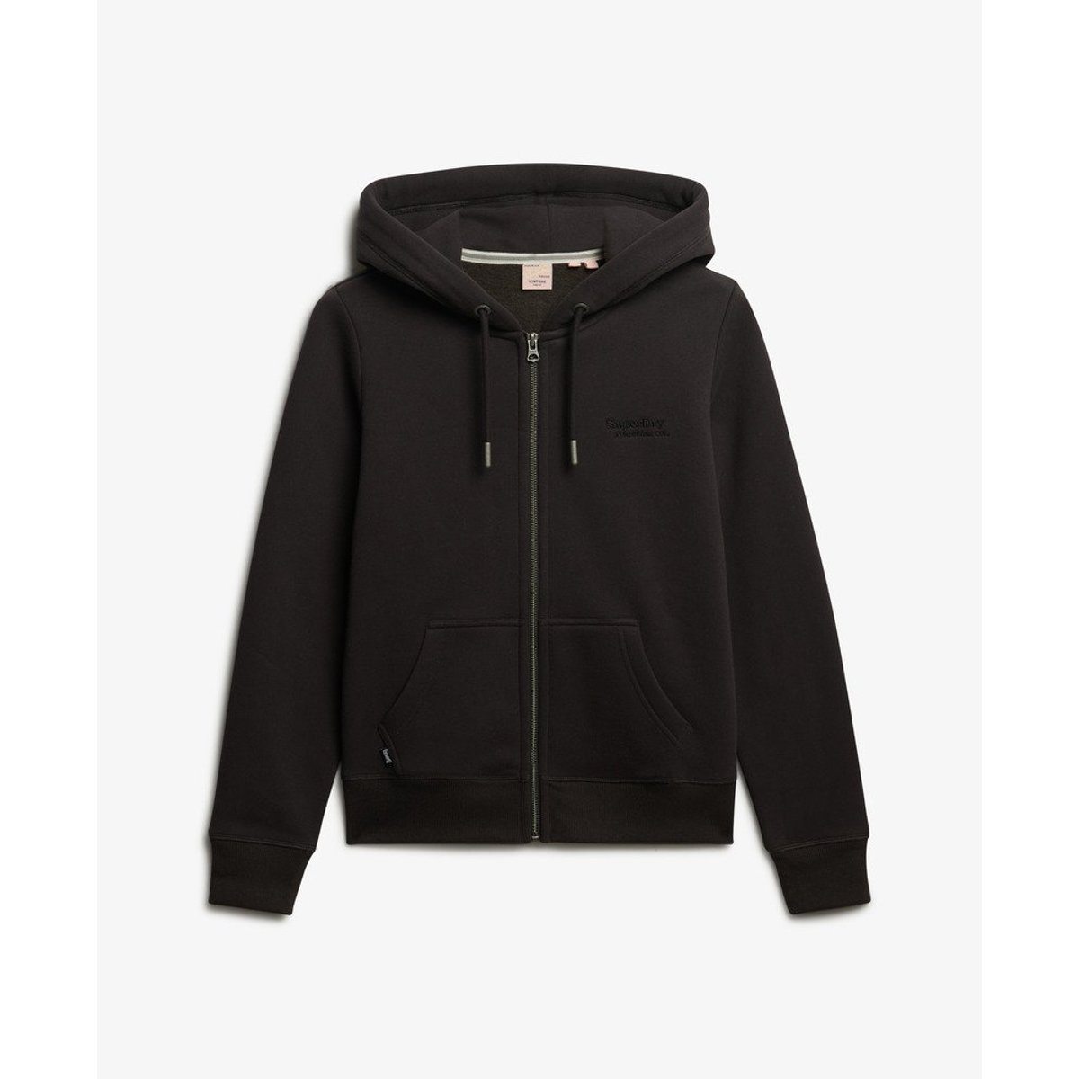 Sweat à capuche zippé Athletic Essentials Logo noir bison, SUPERDRY