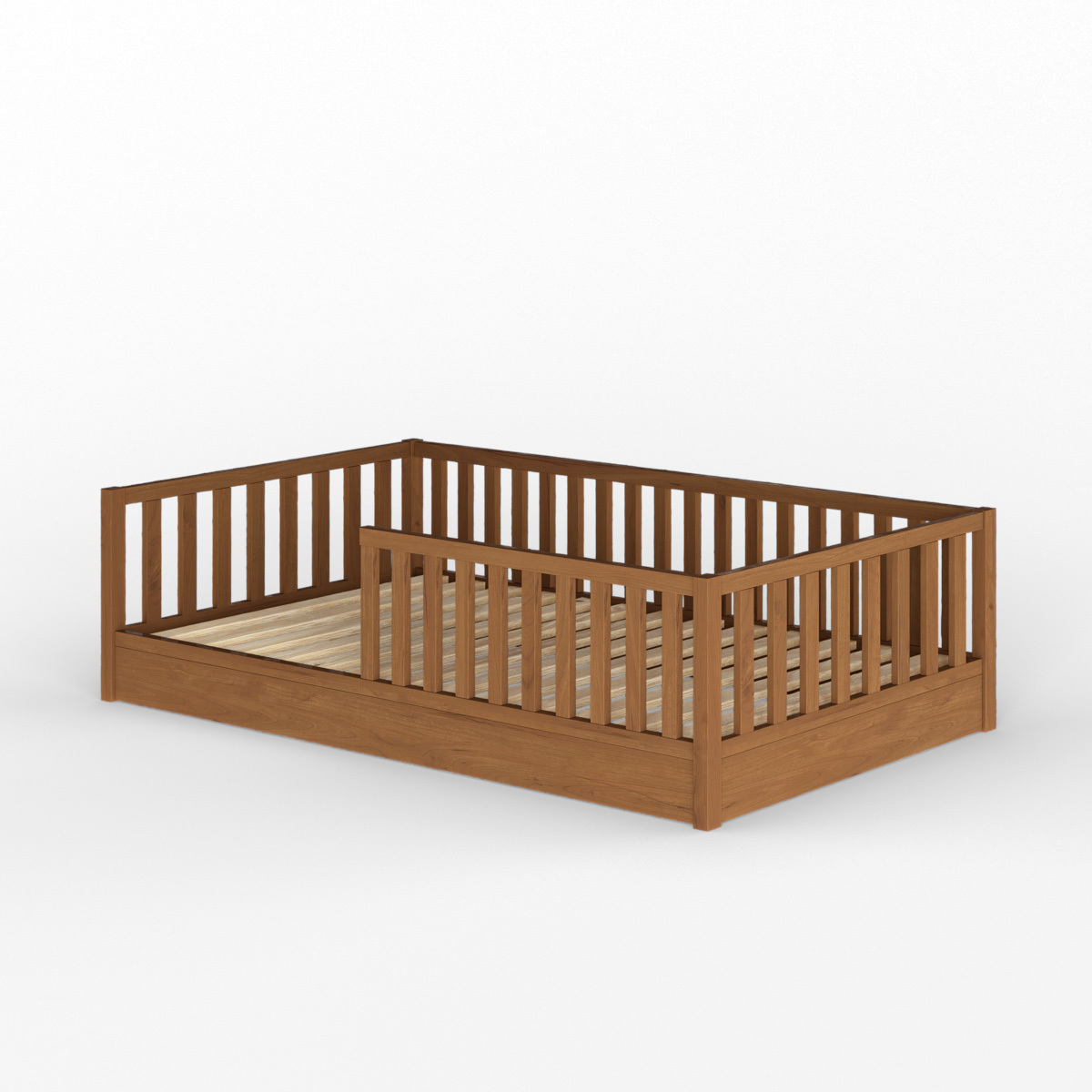 Pack lit enfant Montessori avec matelas Bois massif  ROMEO noisette, AKITEN RETAIL