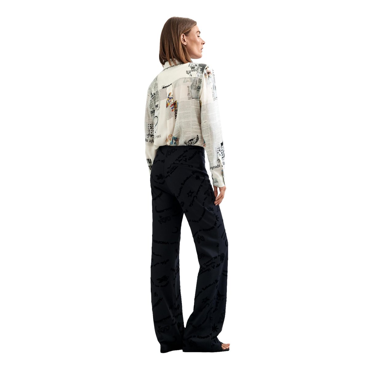 Pantalon long imprimé noir, DESIGUAL