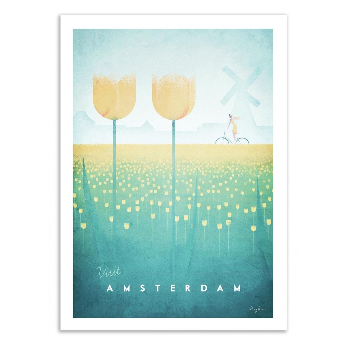 Affiche d'art - Visit Amsterdam - Henry Rivers vert, WALL EDITIONS
