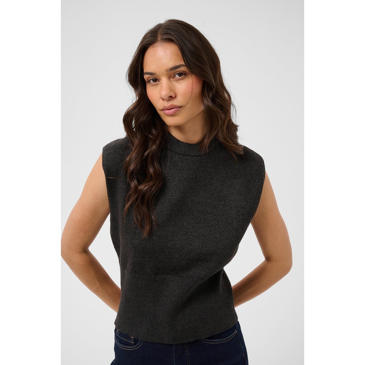Manteau tricoté gris dark grey melange, KAFFE