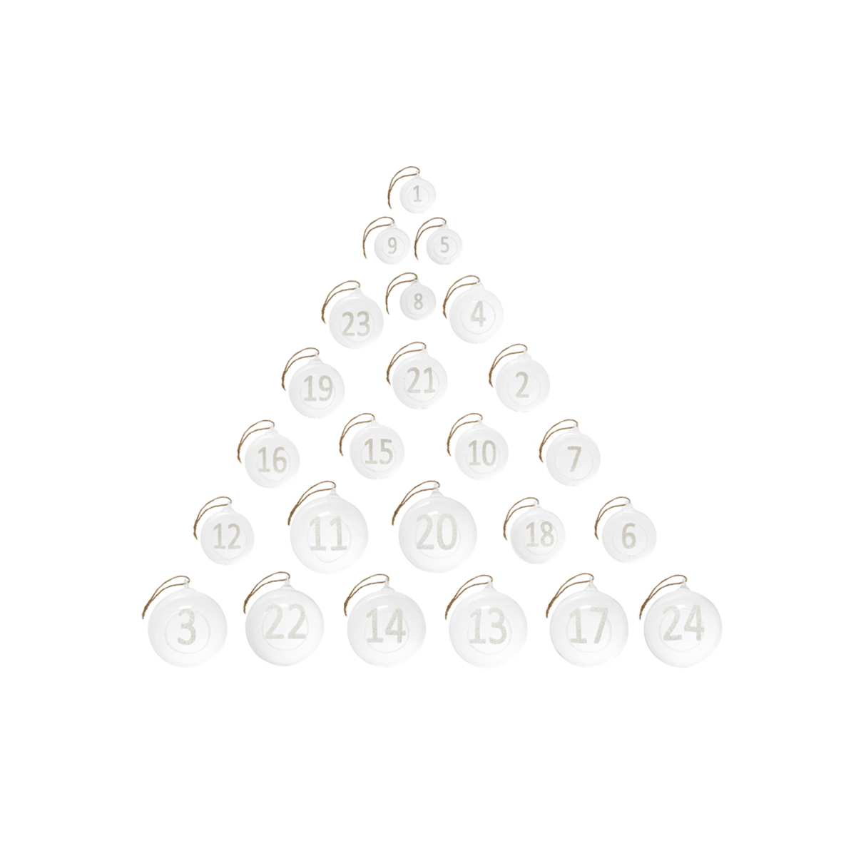 Set de 24 boules noël de l'avent en verre transparent D8 NOËL transparent, SIA DECO