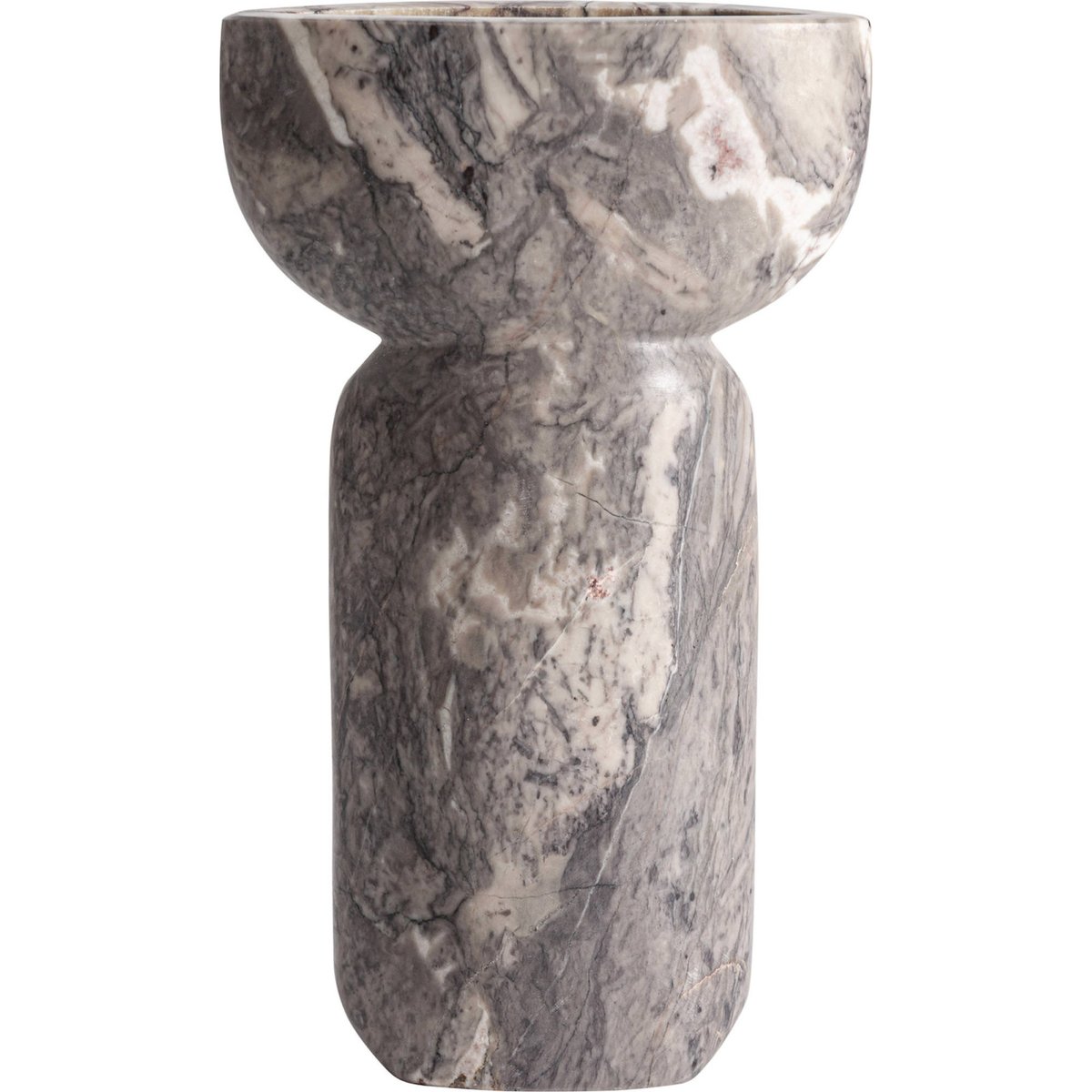 Vase en marbre veiné contemporain gris marbré, RECOLLECTION