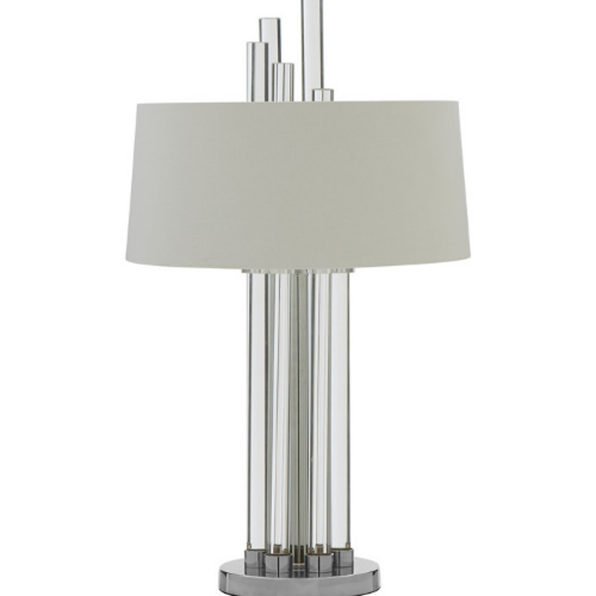 Mydas Asymetric Glass Table Lamp with Linen Shade in Silver white, SO'HOME
