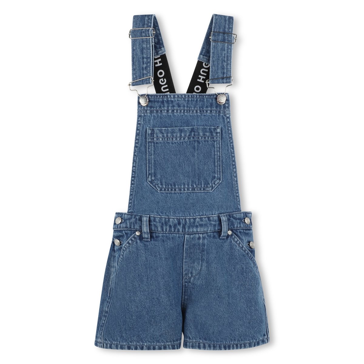 Salopette short en jean denim blue, HUGO KIDSWEAR