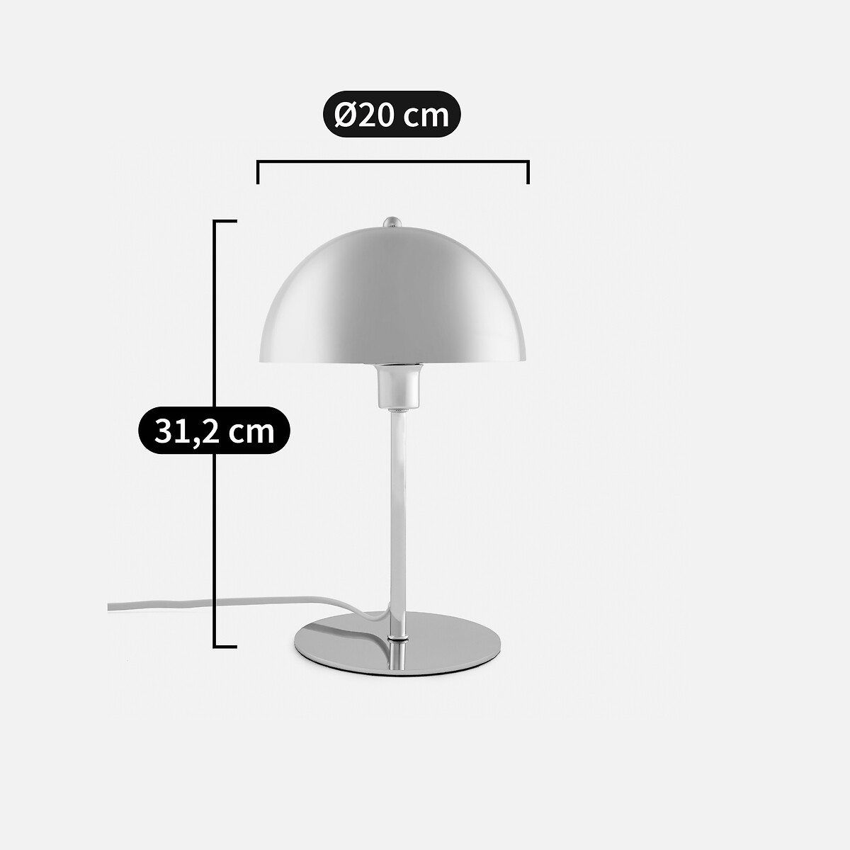 Candeeiro de mesa cogumelo em metal ferro cromado, Capi cromado, LA REDOUTE INTERIEURS