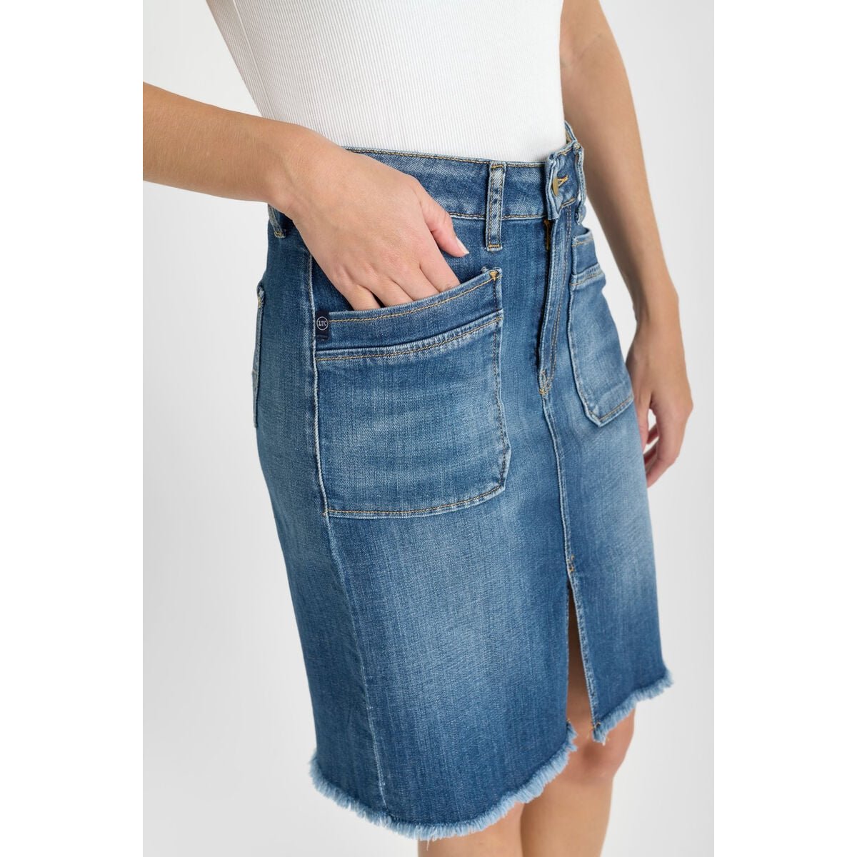 Jupe droite en jeans SIVIA blue, LE TEMPS DES CERISES