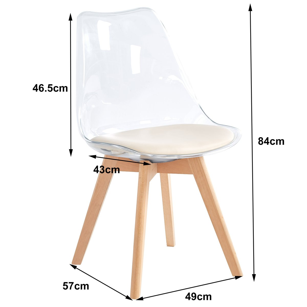 Lot de 4 chaises scandinaves, CARMEN beige, NORDLYS