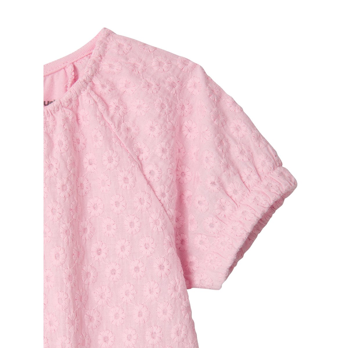T-shirt manches courtes brodé rose pâle, VERTBAUDET