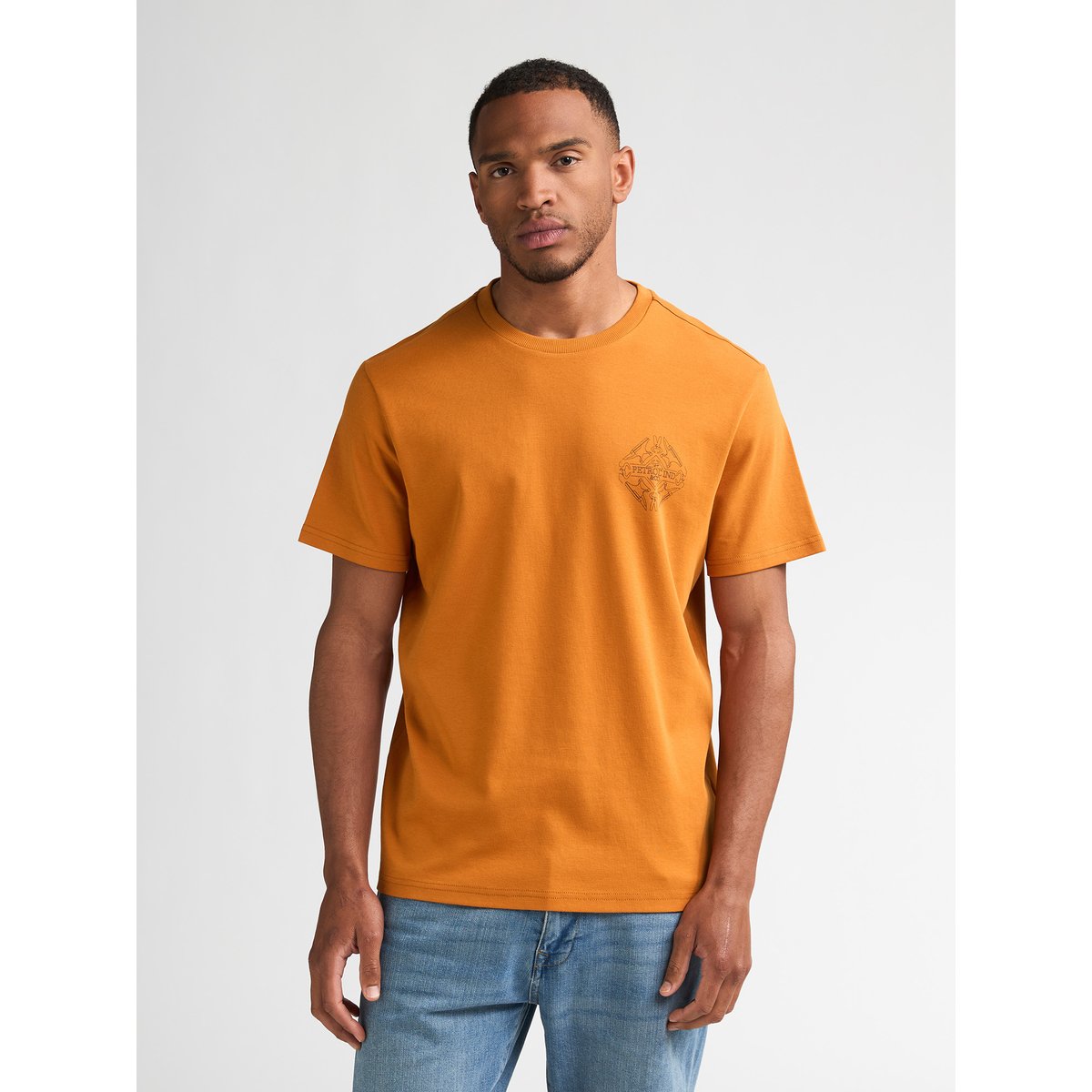 T-shirt en coton imprimé warren orange rusted amber, PETROL INDUSTRIES