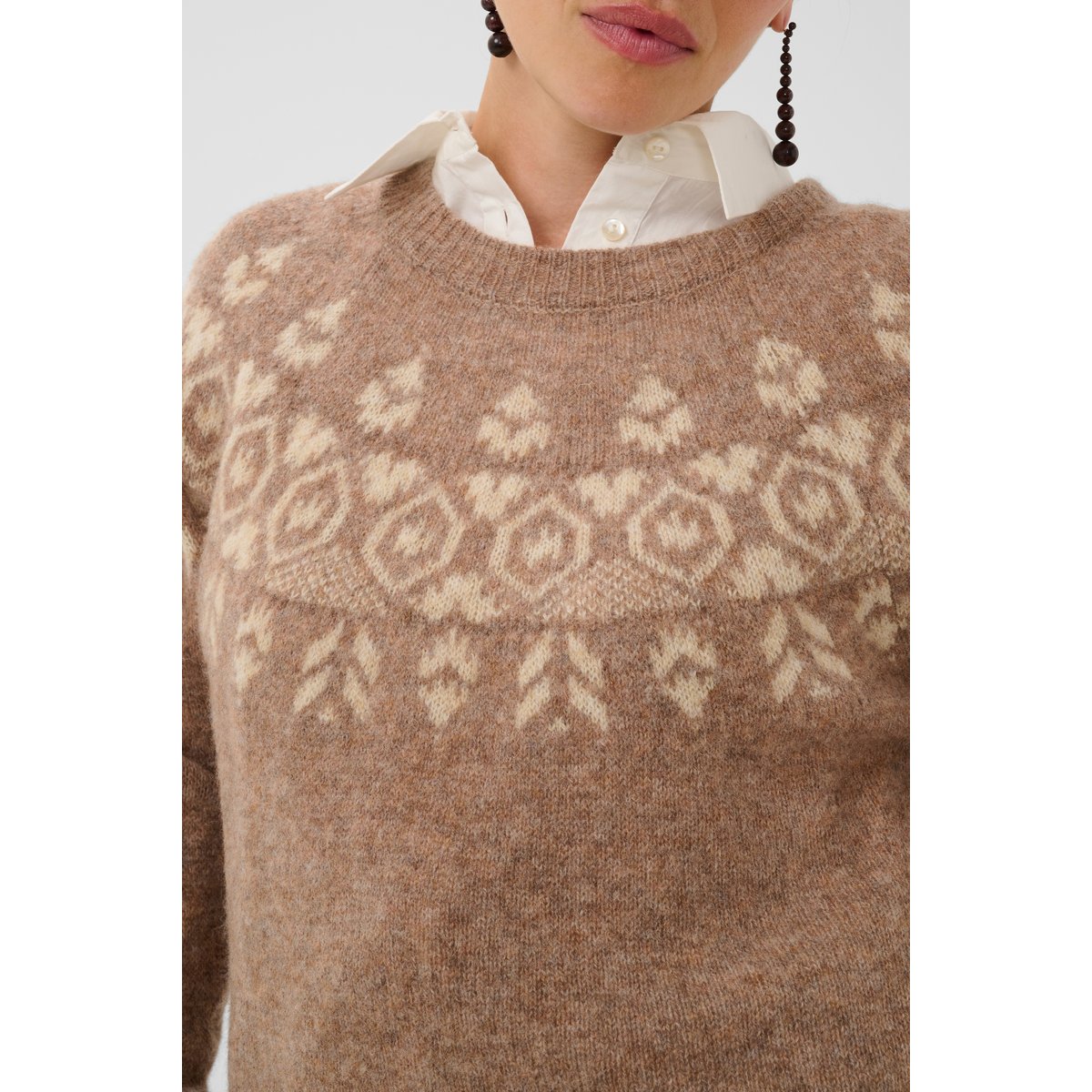 Pullover tricoté beige dune melange, CULTURE