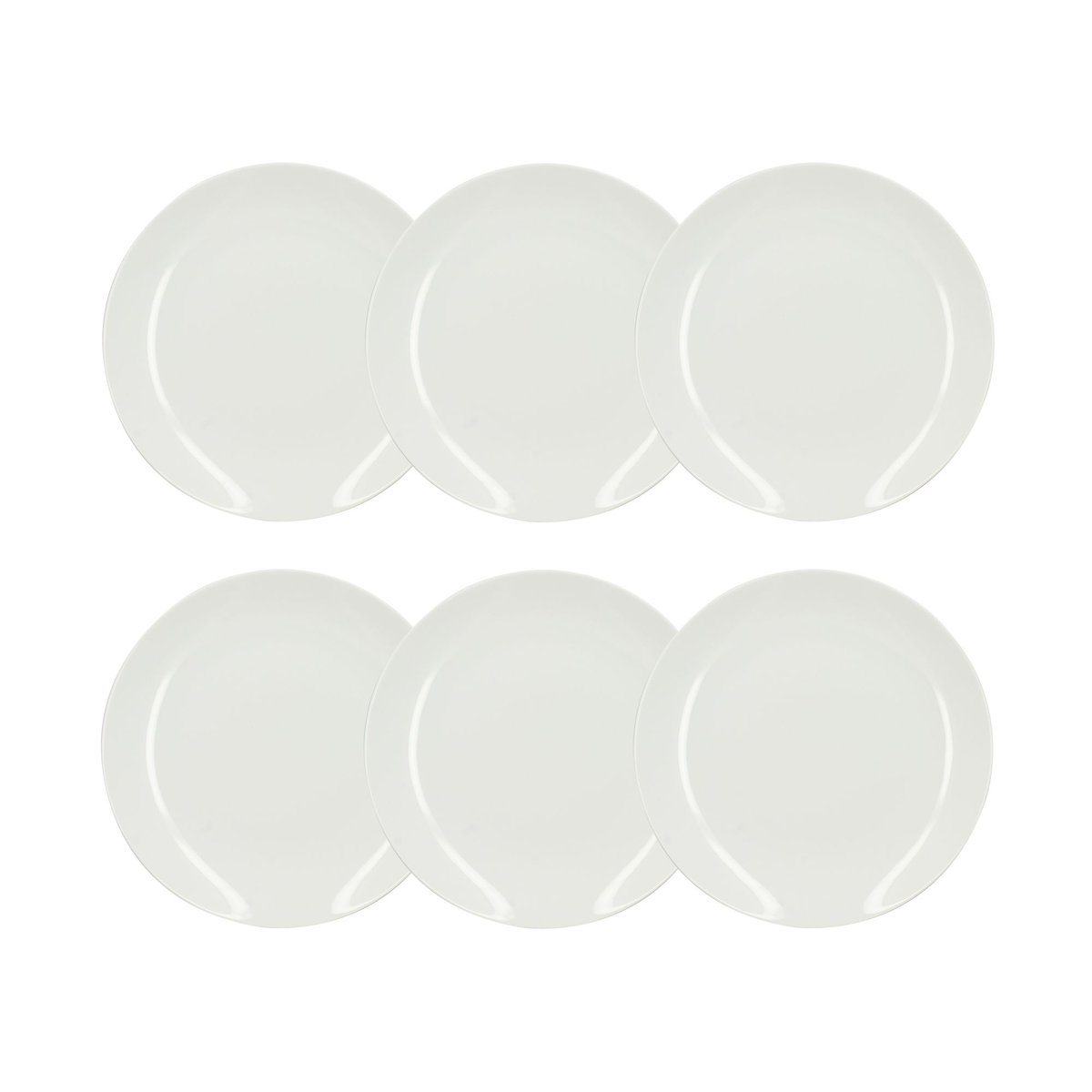 Lot de 6 assiettes plates en porcelaine 27cm, METROPOLITAN blanc, NOVASTYL