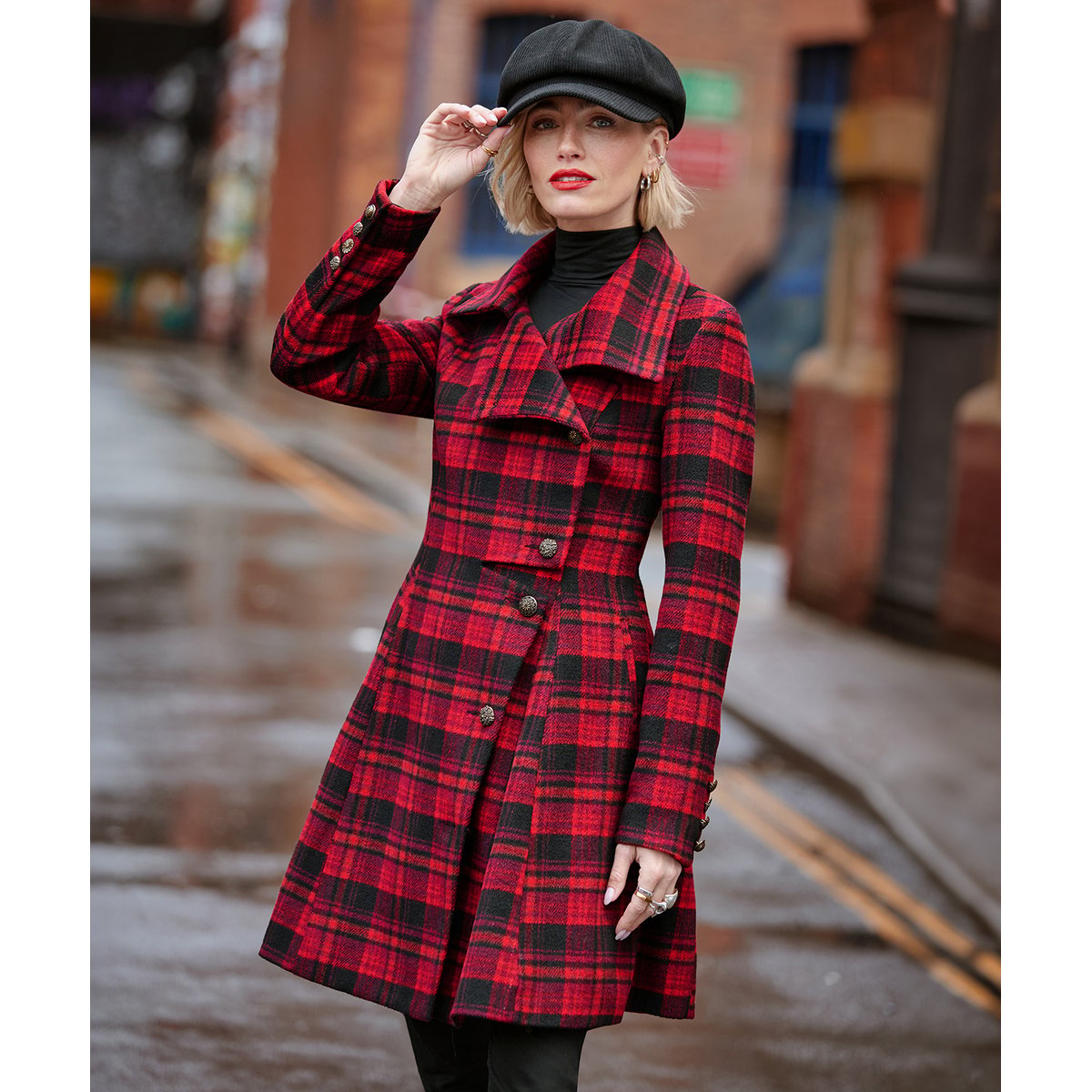 Manteau à Carreaux Jours d'Automne rouge, JOE BROWNS