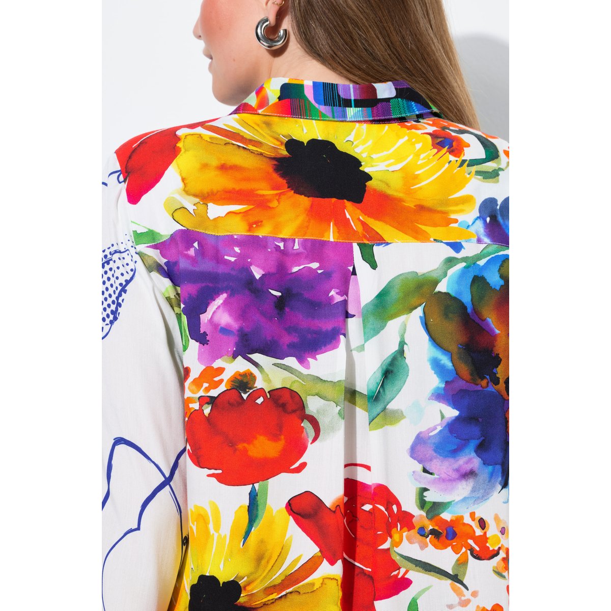 Chemisier à manches longues et col chemise blanc neige, ULLA POPKEN