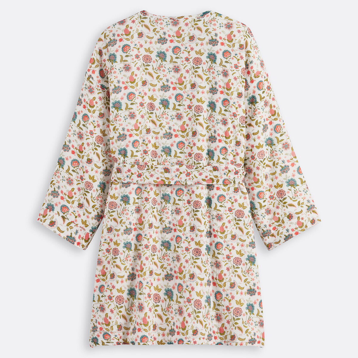 Peignoir kimono gaze coton doublée éponge, Shirley imprimé fond écru, LA REDOUTE INTERIEURS