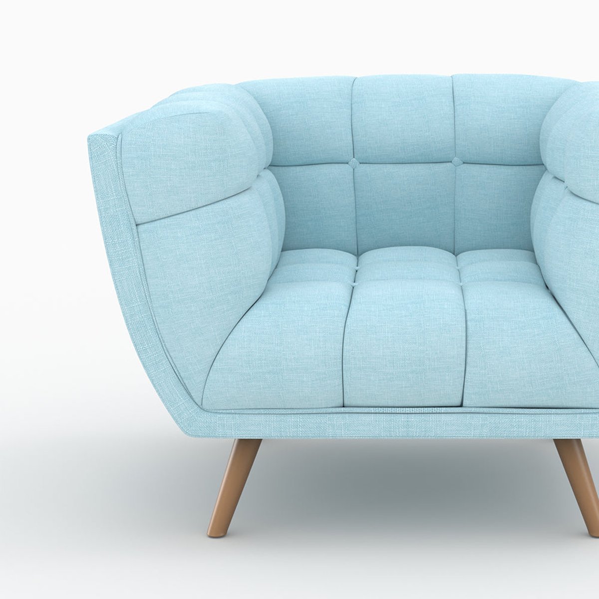 Ensemble canapé et fauteuil en tissu 4 places - CARMEN bleu clair, MAISON PAVANE