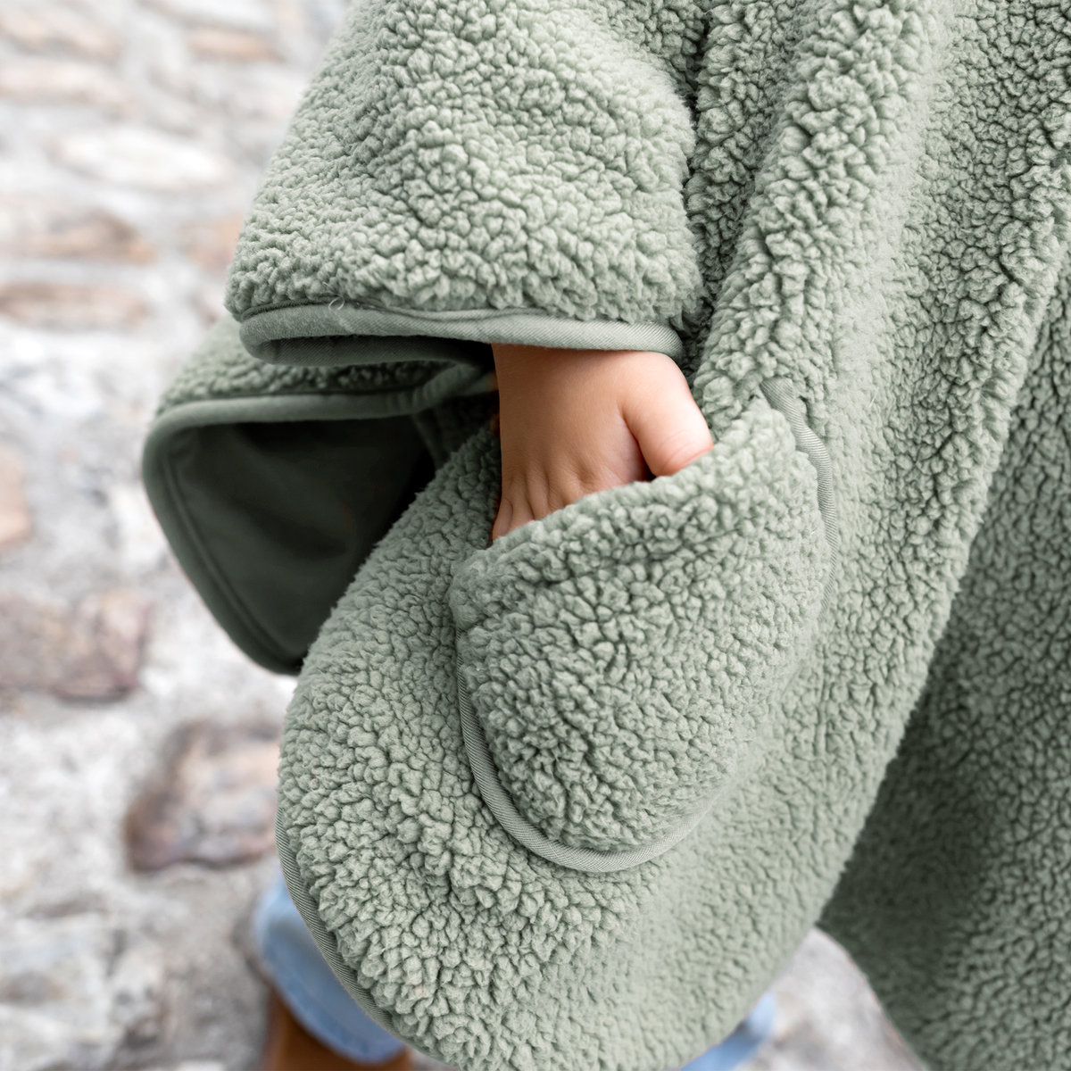 Poncho de voyage bébé pour siège auto - Teddy douillet kaki, BEMINI