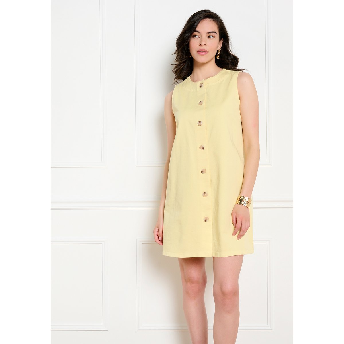 Robe boxy en twill jaune pastel, LOLALIZA