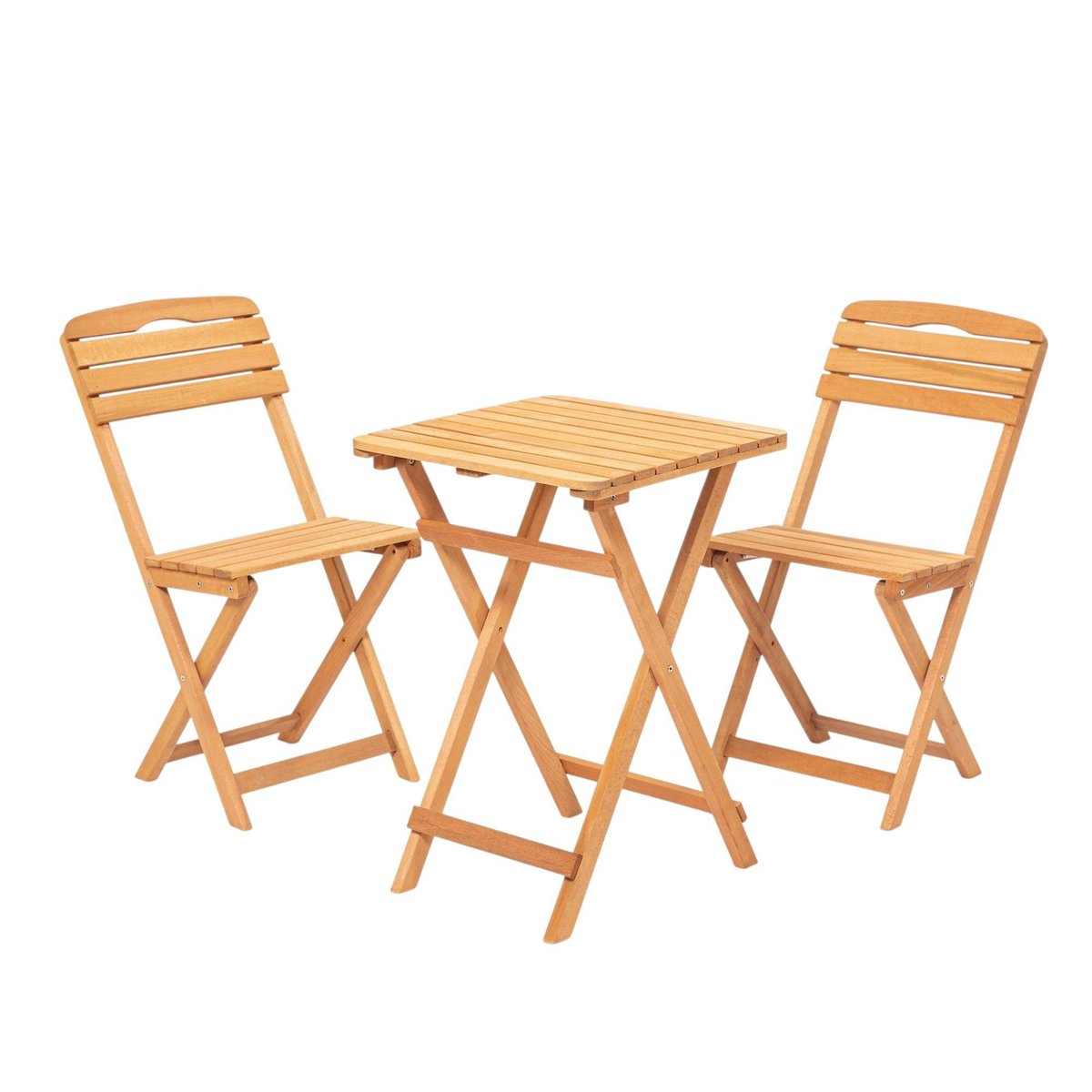 Petit salon de jardin 2 places - pliant, compact SORA bois naturel, PIER IMPORT