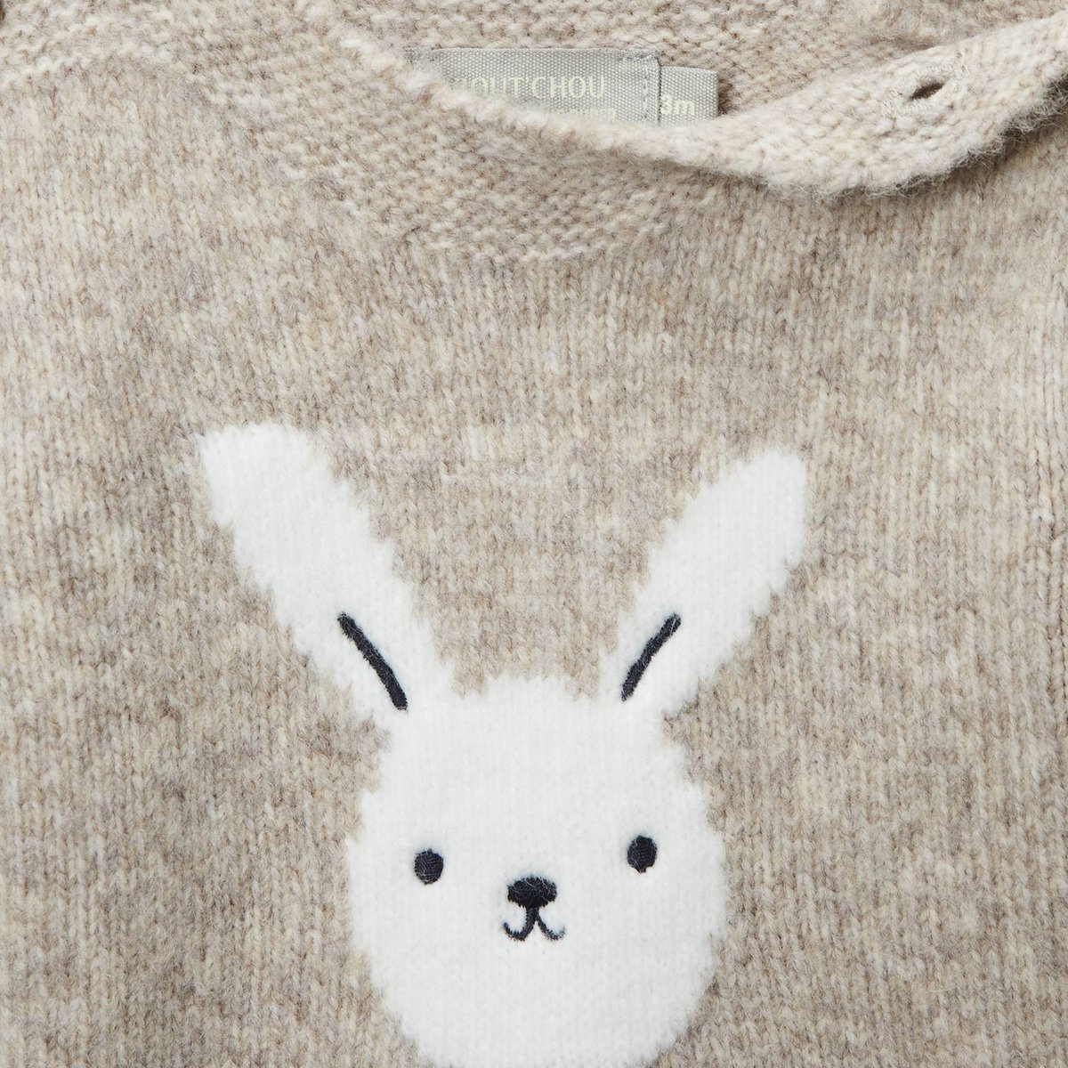 Pull col bateau intarsia beige chine, BOUT'CHOU