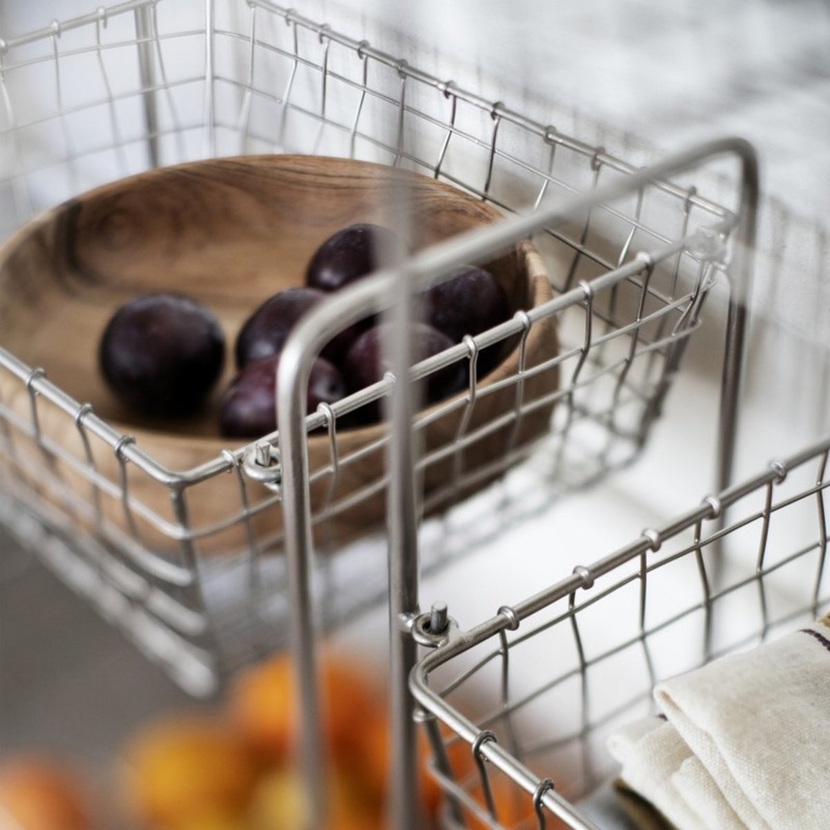 Etagère meuble rangement paniers métal argent, MADAM STOLTZ