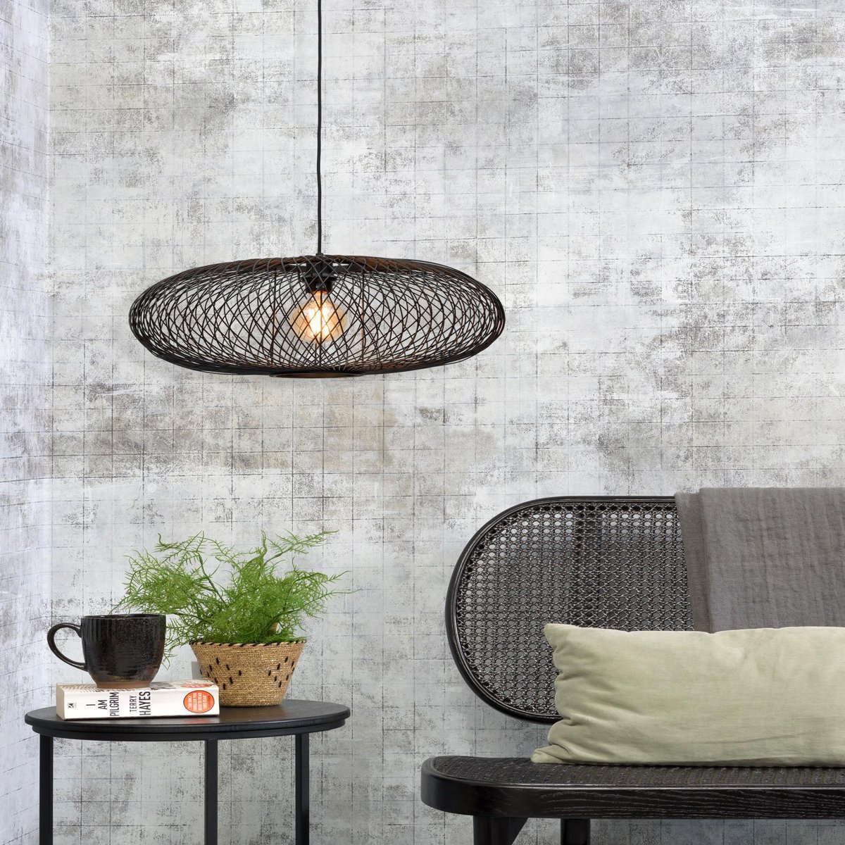 Lampe Suspendue Bambou CANGO noir, GOOD & MOJO