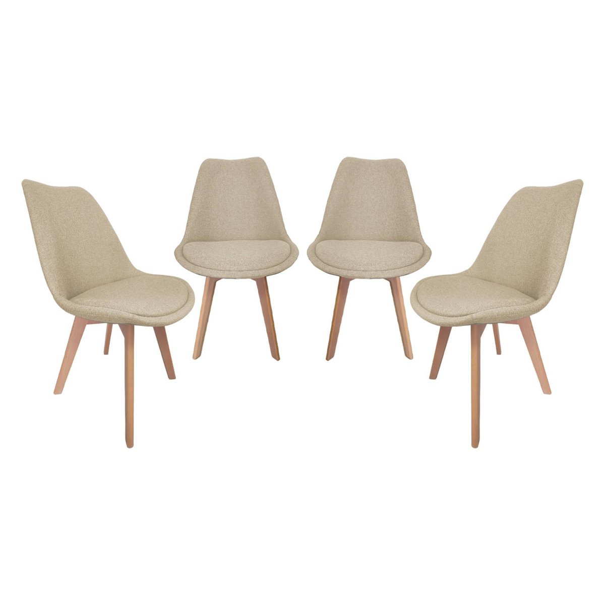 Chaise scandinave bois de hêtre et tissu (lot de 4) NILS taupe, SWEEEK