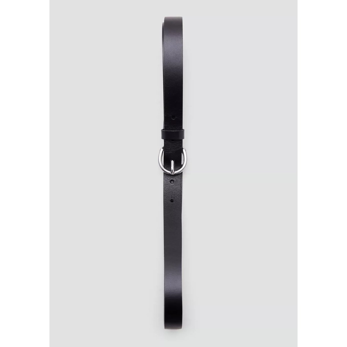 Ceinture cuir boucle ovale noir, MANGO