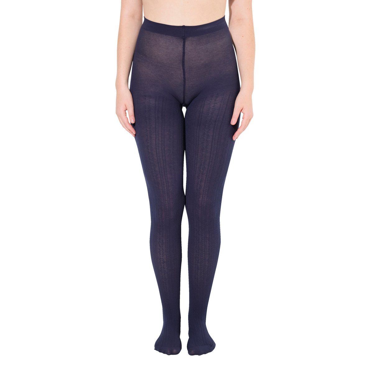 Collants maille, motif torsades, chauds classique navy, ULLA POPKEN