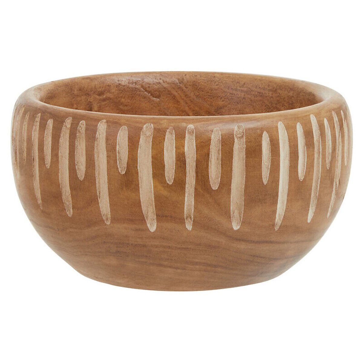 Small Brown And Natural Carved Round Bowl brown , FIFTY FIVE SOUTH
