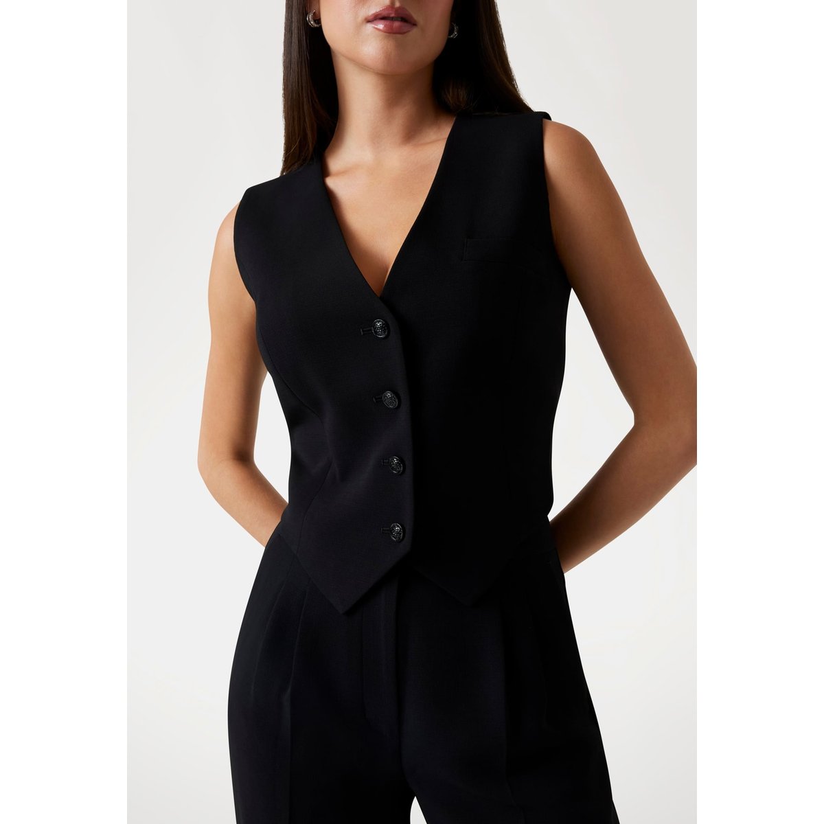 Gilet Ajusté Crépon noir, GUESS