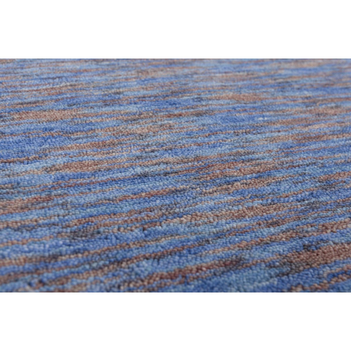 Tapis gabbeh Nebraska tissé main, laine, uni turquoise multicolore, THEKO