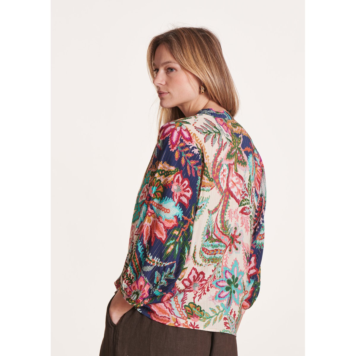 Top ample à imprimé floral rose/lagune, LA FEE MARABOUTEE