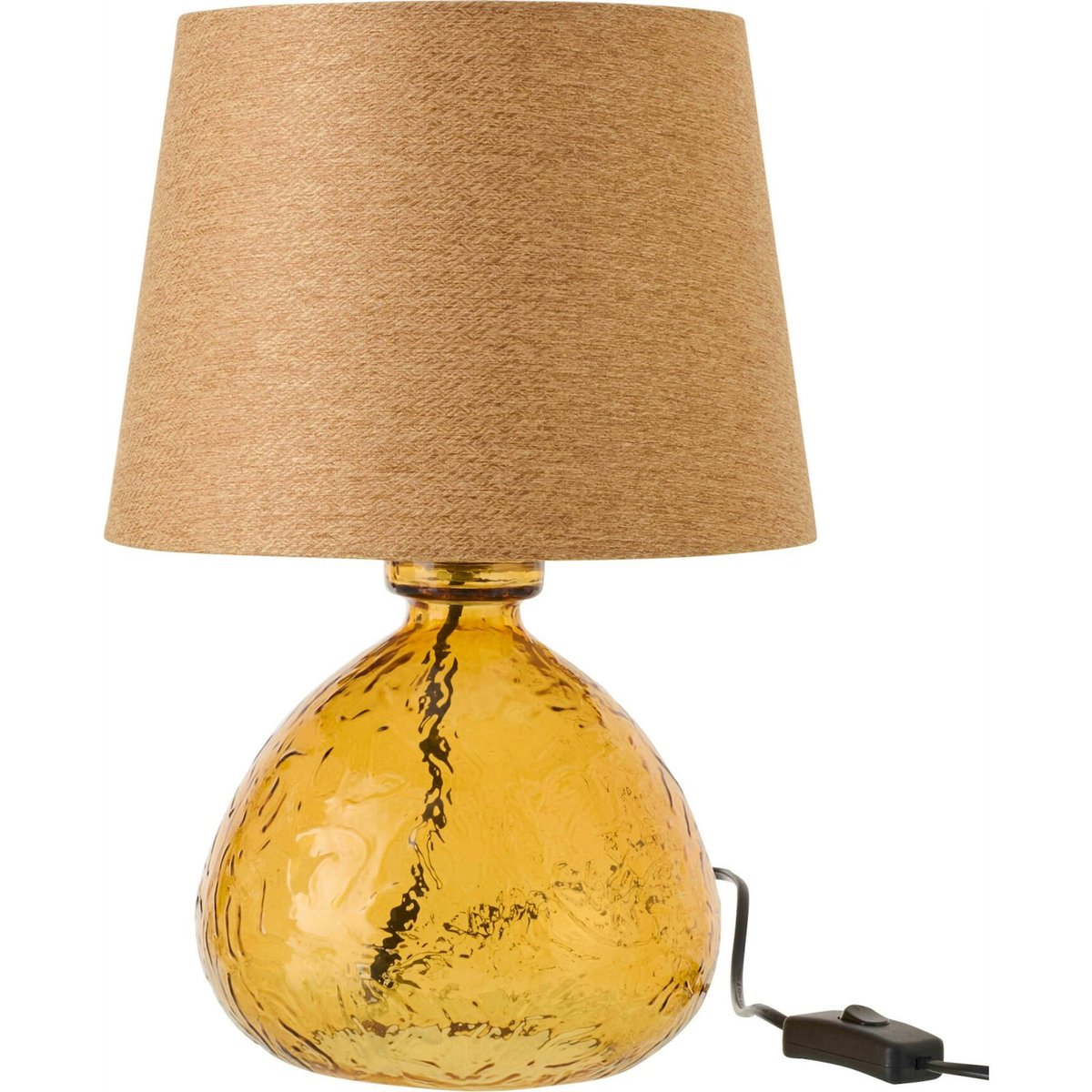 Lampe à poser boule en verre soufflé ocre, RECOLLECTION