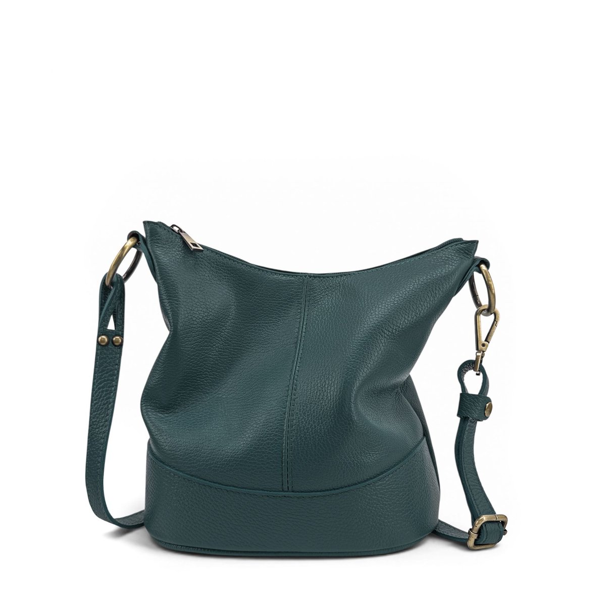 Sac seau en cuir grainé italien BEAUBOURG vert canard, OH MY BAG